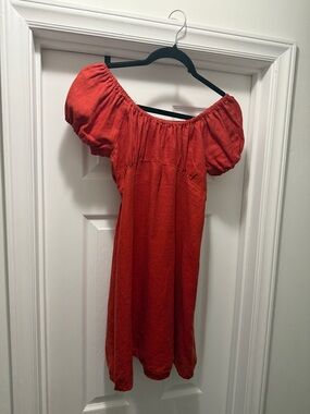 Posse Red Off-Shoulder Puff Sleeve Dress